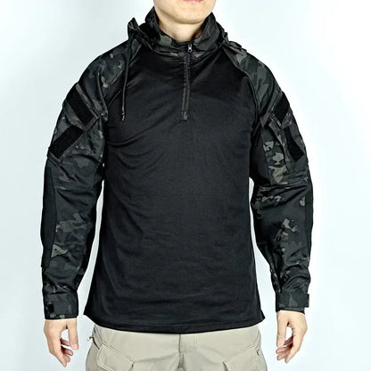 Chemise tactique unisexe manches longues – T-shirt respirant à capuche camouflage pour chasse, entraînement et paintball - BLACKBEARD OUTDOOR INDUSTRIES