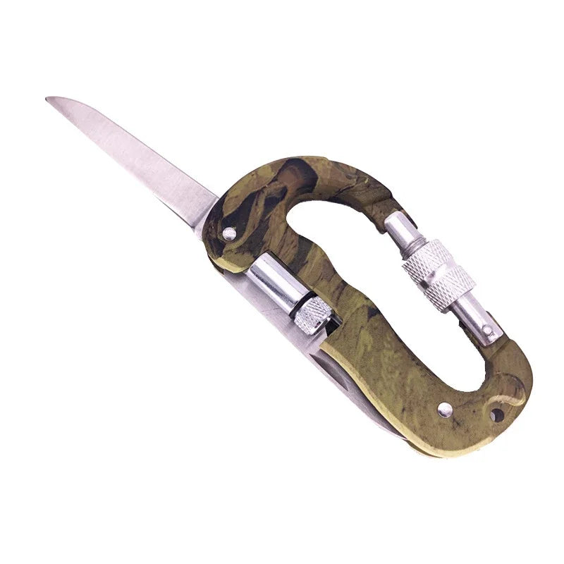 Outil Multi-fonction 5 en 1 pour Extérieur – Camo, Camping, Escalade, Cadenas Parachutiste, Couteau, Lampe LED, Mousqueton de Montagne - BLACKBEARD OUTDOOR INDUSTRIES
