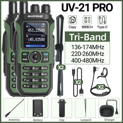 Lot de 2 Talkie-Walkies Baofeng UV-21 Pro V2 – Multi-bande, 999 Canaux, USB-C, Écran Couleur - BLACKBEARD OUTDOOR INDUSTRIES