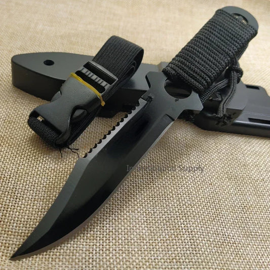 Couteau Tactique Fixe 7CR14Mov – Lame Inox & Manche Acier - BLACKBEARD OUTDOOR INDUSTRIES