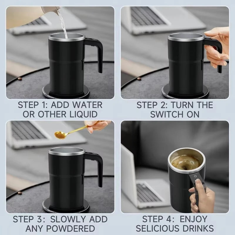 380ML Mini Electric Coffee Self Mixing Mug IP67 Waterproof Food Safe Coffee Mug USB Rechargeable Automatic Magnetic Cup For Tea BLACKBEARD OUTDOOR INDUSTRIES