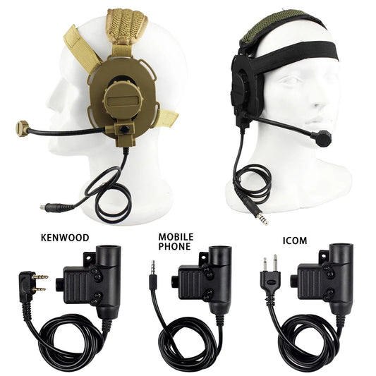 Casque Tactique Outdoor avec Microphone Bowman Elite II U94 PTT pour Radio Kenwood, Baofeng UV-5R – Équipement de Chasse et Tir CS BLACKBEARD OUTDOOR INDUSTRIES