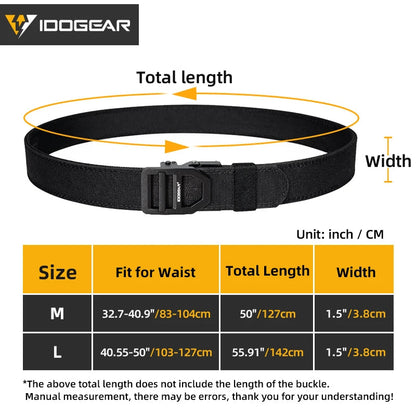 IDOGEAR Tactical 1.5" Belt Metal Buckle Adjustable Ma boutique