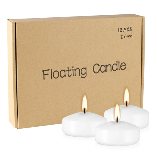 Ensemble de 12 Bougies Flottantes Blanches - 2 Pouces, 5-6 Heures de Temps de Brûlage, Bougies Romantiques et Polyvalentes pour Soirées, Mariages, Spa et Décorations - BLACKBEARD OUTDOOR INDUSTRIES