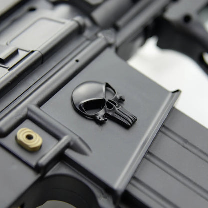 Autocollant métallique 3D tête de mort Ma boutique