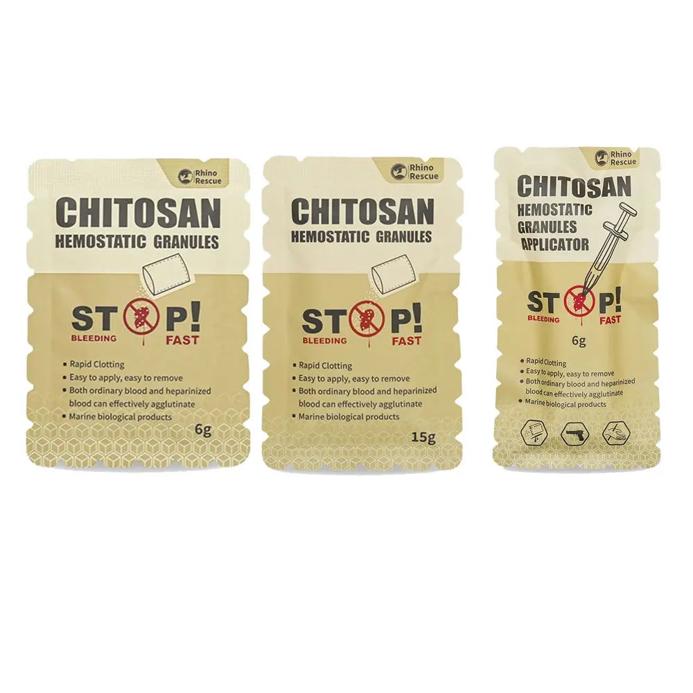 Poudre Hémostatique Granulée au Chitosane – RHINO RESCUE – 6g / 15g – Contrôle Rapide des Saignements Ma boutique