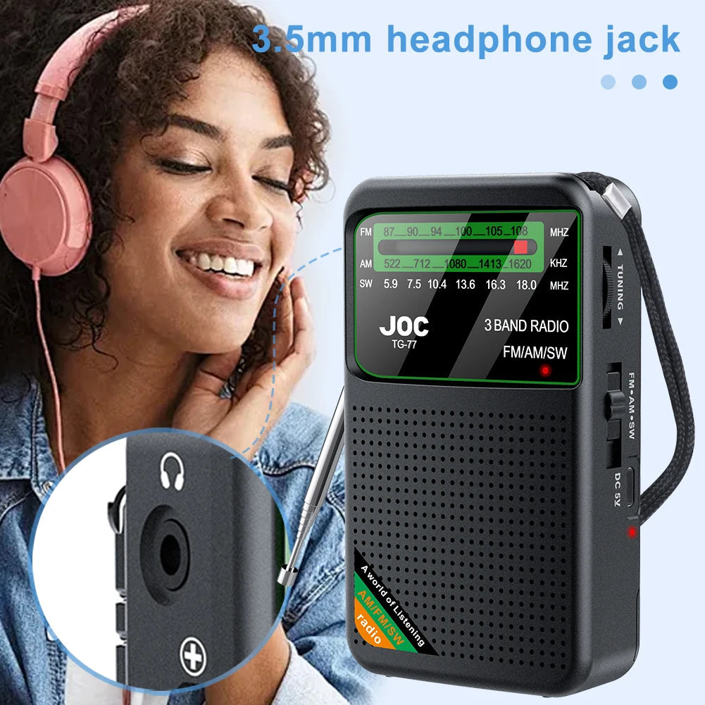 📻 Mini Radio Portable AM/FM/SW – Rechargeable avec Haut-Parleur Stéréo et Écran HD Ma boutique