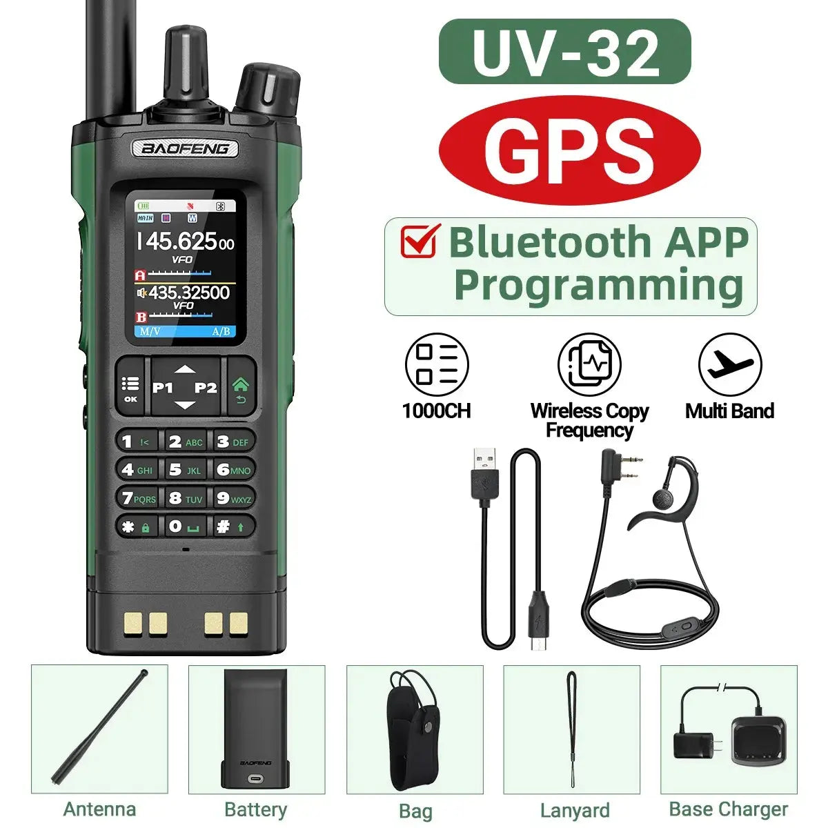 Talkie-Walkie Baofeng UV-32 – Programmation Bluetooth & GPS Intégré Ma boutique