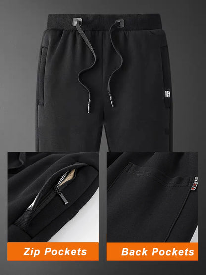 Pantalon Jogging Homme Hiver | Grandes Tailles 6XL-8XL | Épais, Doublé Polaire, Coton Stretch | Poches Zippées - BLACKBEARD OUTDOOR INDUSTRIES