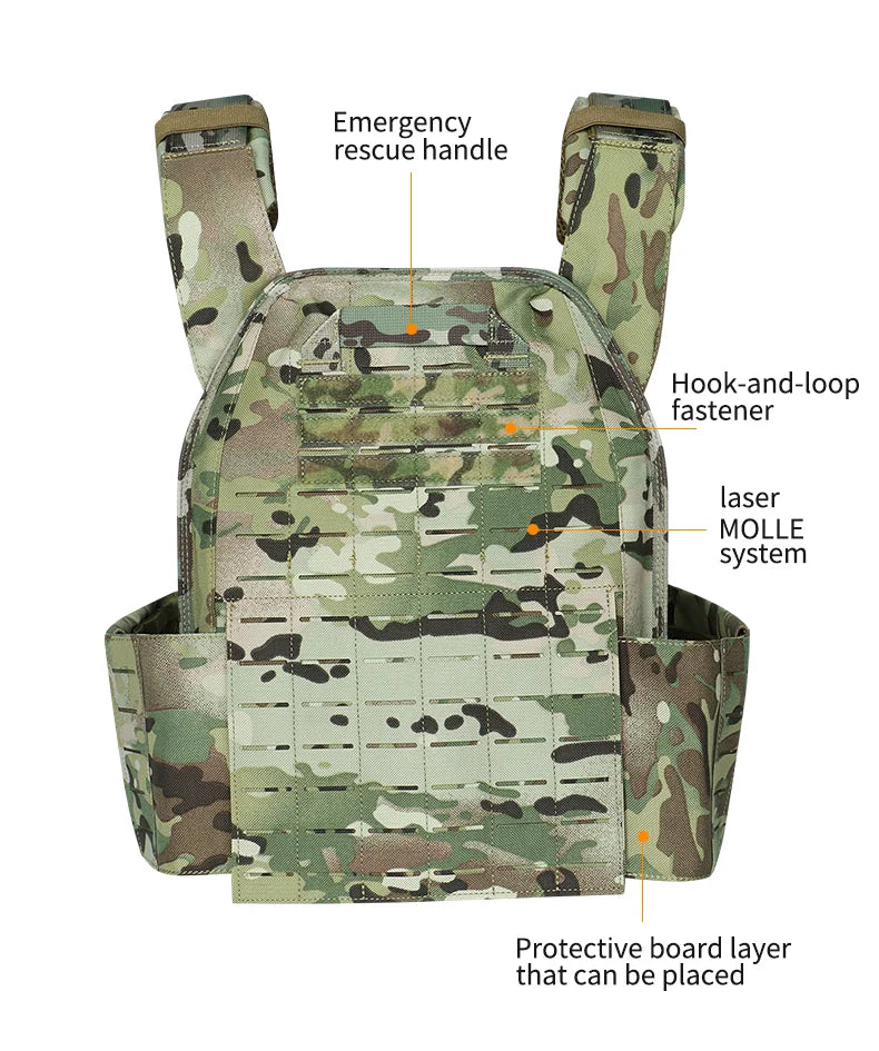 Gilet Tactique ARTEX - Gilet de Combat Léger à Libération Rapide - Porte-Plates 1000D en Polyester avec Système MOLLE - Chaleco Tactico - Gilet Militaire BLACKBEARD OUTDOOR INDUSTRIES