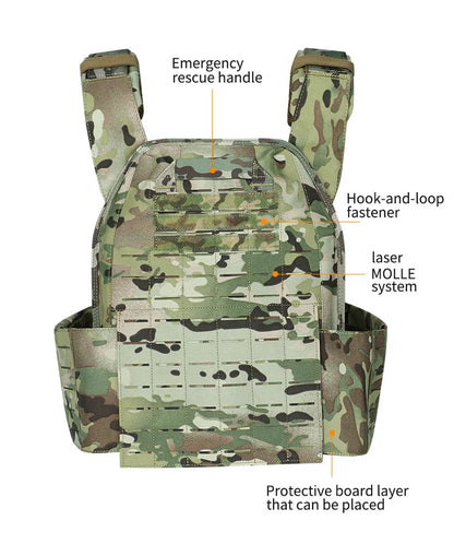 Gilet Tactique ARTEX - Gilet de Combat Léger à Libération Rapide - Porte-Plates 1000D en Polyester avec Système MOLLE - Chaleco Tactico - Gilet Militaire BLACKBEARD OUTDOOR INDUSTRIES