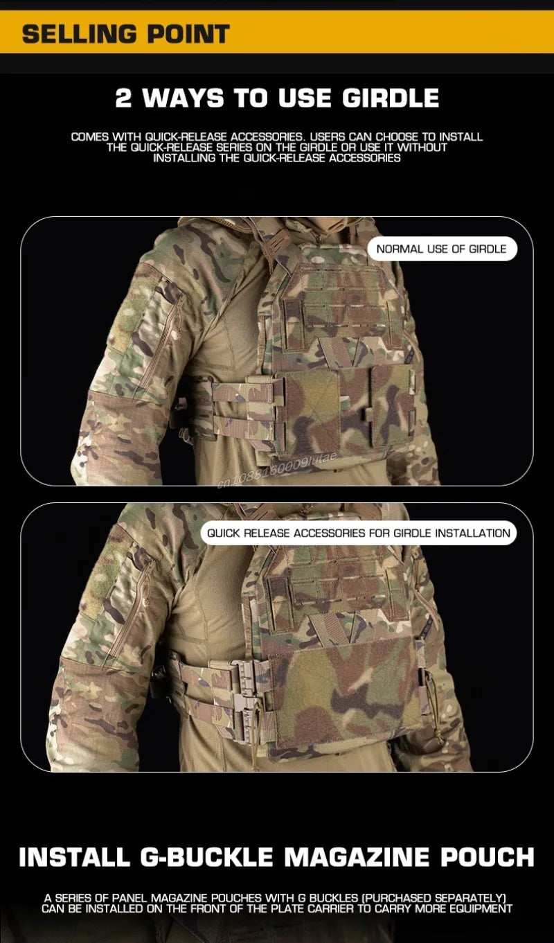 Gilet Tactique KZ Plate Carrier - Profil Bas, Léger, Ajustable, avec MOLLE et Système de Libération Rapide – Gilet de Combat pour Airsoft et Chasse - BLACKBEARD OUTDOOR INDUSTRIES