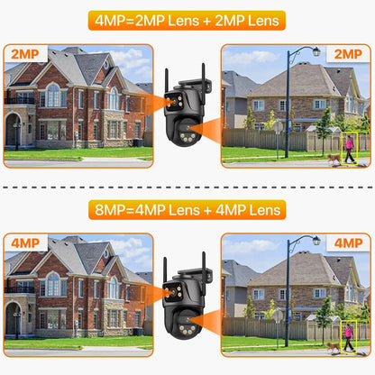 Caméra de Surveillance 4K 8MP PTZ WiFi Double Objectif | Vision Nocturne Couleur | Détection Humaine | Audio Bidirectionnel | iCSee Ma boutique