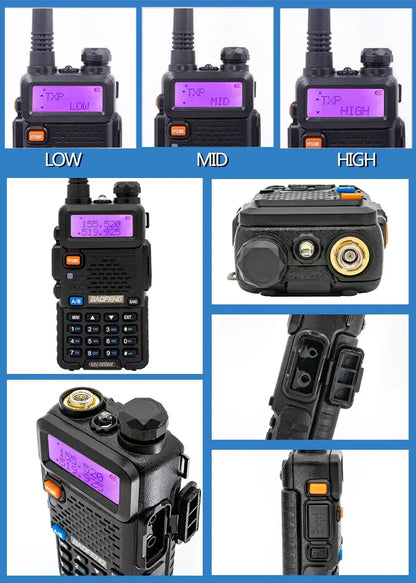 Baofeng UV-5R – Radio Bi-Bande VHF/UHF | 128 Canaux, Jusqu'à 15 km de Portée, Lampe LED et FM Ma boutique