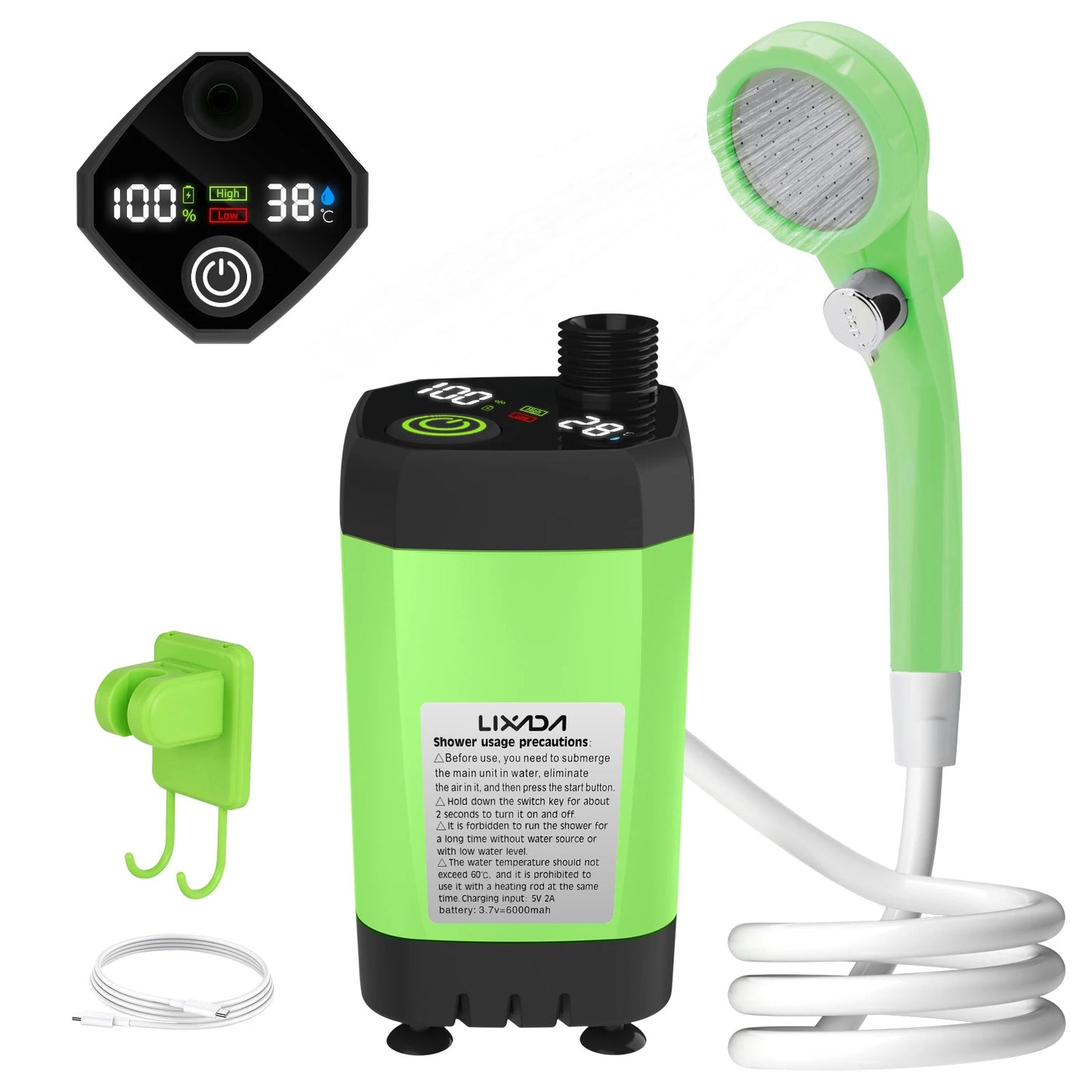 Kit de Douche Portable pour Camping – Pompe de Douche RV avec Écran Numérique Intelligent, Mode Éco Énergétique, Batterie 6000mAh – Idéale pour Aventures en Plein Air - BLACKBEARD OUTDOOR INDUSTRIES