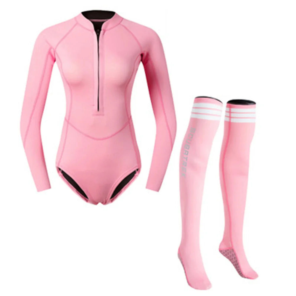 Combinaison Bikini Néoprène Femme 2MM avec Bas – Maillot de Bain Longues Manches Surf, Plongée, Snorkeling, Natation - BLACKBEARD OUTDOOR INDUSTRIES