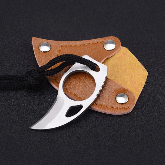 Couteau de Survie avec Anneau de Doigt, Mini Couteau Poche avec Étui en Cuir - Outil EDC Multifonction pour Camping, Randonnée et Aventure - BLACKBEARD OUTDOOR INDUSTRIES