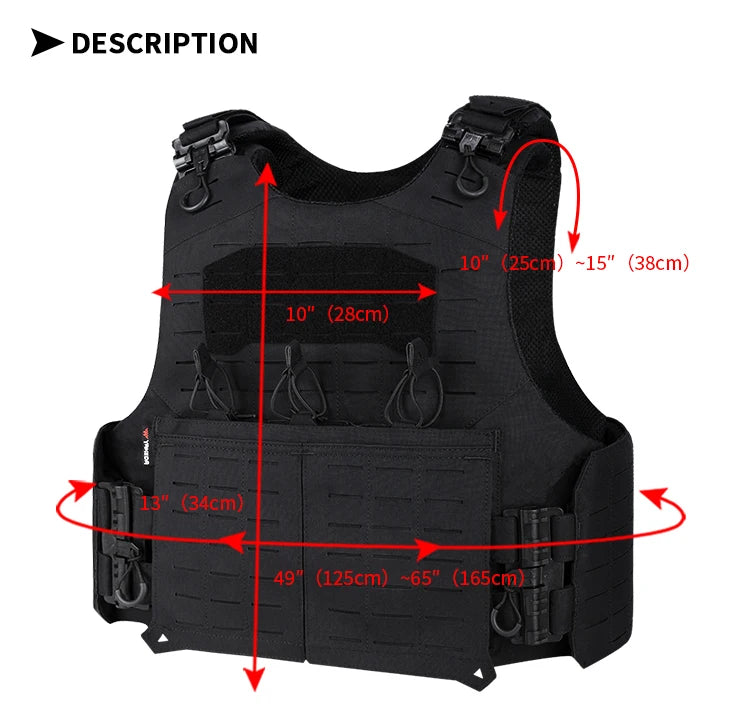 Gilet Tactique YAKEDA en Nylon – Gilet de Chasse avec Libération Rapide et Système PALS Découpé au Laser, Dos Extensible et Résistant à l'Usure BLACKBEARD OUTDOOR INDUSTRIES