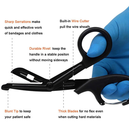 RHINO RESCUE - Ciseaux de Traumatologie 7,5" en Acier Inoxydable Premium avec Lames Anti-Adhésives et Revêtement Fluoré - 1 Pièce - BLACKBEARD OUTDOOR INDUSTRIES