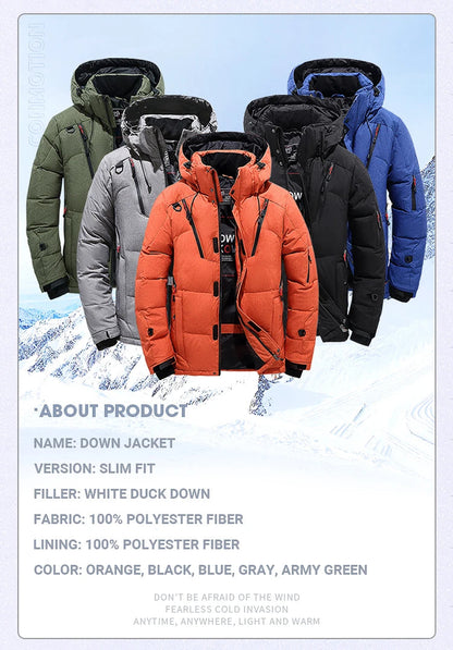 Veste Doudoune Homme en Duvet Blanc - Parka Hivernale Windproof, Chaude et Confortable, Avec Capuche Détachable BLACKBEARD OUTDOOR INDUSTRIES