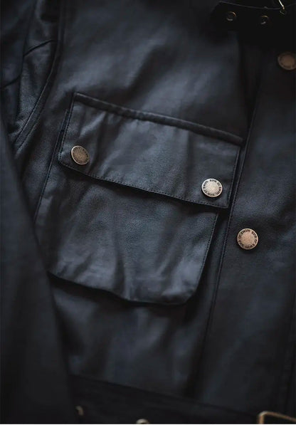 Men's Cargo Safari Oil Wax Jacket Waterproof England Casual Autumn Outwear Multi Pocket Corduroy Collar Wear Resistant Jackets BLACKBEARD OUTDOOR INDUSTRIES