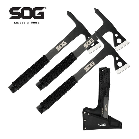 Lot de 3 Haches de Survie Polyvalentes SOG – Haches Monoblocs en Acier avec Étui, Outils à Main pour Camping et Bûcheronnage (Modèle TH1001-CP) - BLACKBEARD OUTDOOR INDUSTRIES