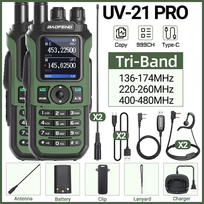 Lot de 2 Talkie-Walkies Baofeng UV-21 Pro V2 – Multi-bande, 999 Canaux, USB-C, Écran Couleur - BLACKBEARD OUTDOOR INDUSTRIES