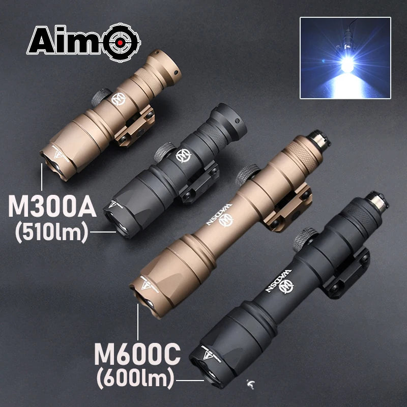 Lampe Tactique WADSN M300A / M600C Type SureFire – LED Haute Puissance pour Rail 20mm Picatinny - BLACKBEARD OUTDOOR INDUSTRIES