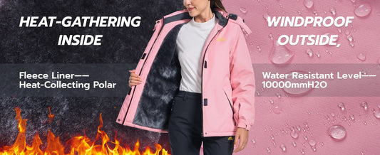 Veste Parka Hivernale TACVASEN pour Femme – Manteau à Capuche en Polaire, Imperméable et Coupe-Vent avec 5 Poches Zippées pour Ski et Snowboard - BLACKBEARD OUTDOOR INDUSTRIES