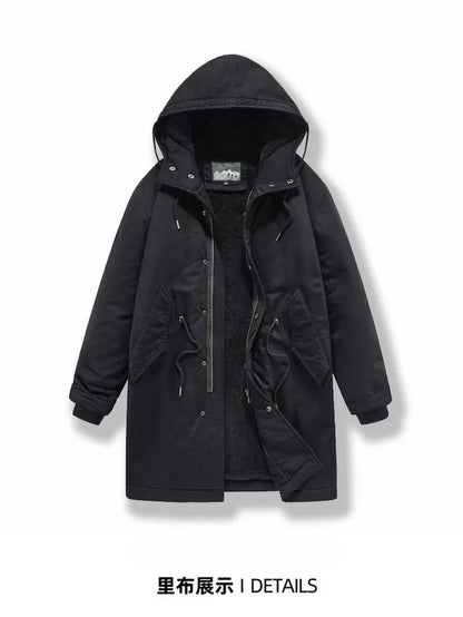 New American Retro M51 Mid-Length Windbreaker Parka with Hood Coat - Amish Cotton Long Coat for Men - Fall/Winter BLACKBEARD OUTDOOR INDUSTRIES