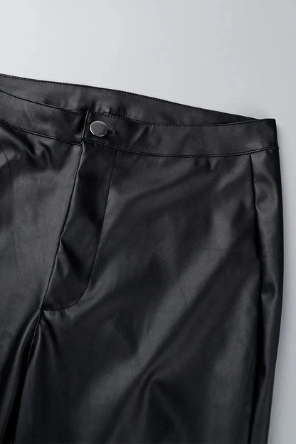 Pantalon Femme Taille Haute Slim – Effet Cuir PU Brillant – Coupe Skinny Style Européen - BLACKBEARD OUTDOOR INDUSTRIES