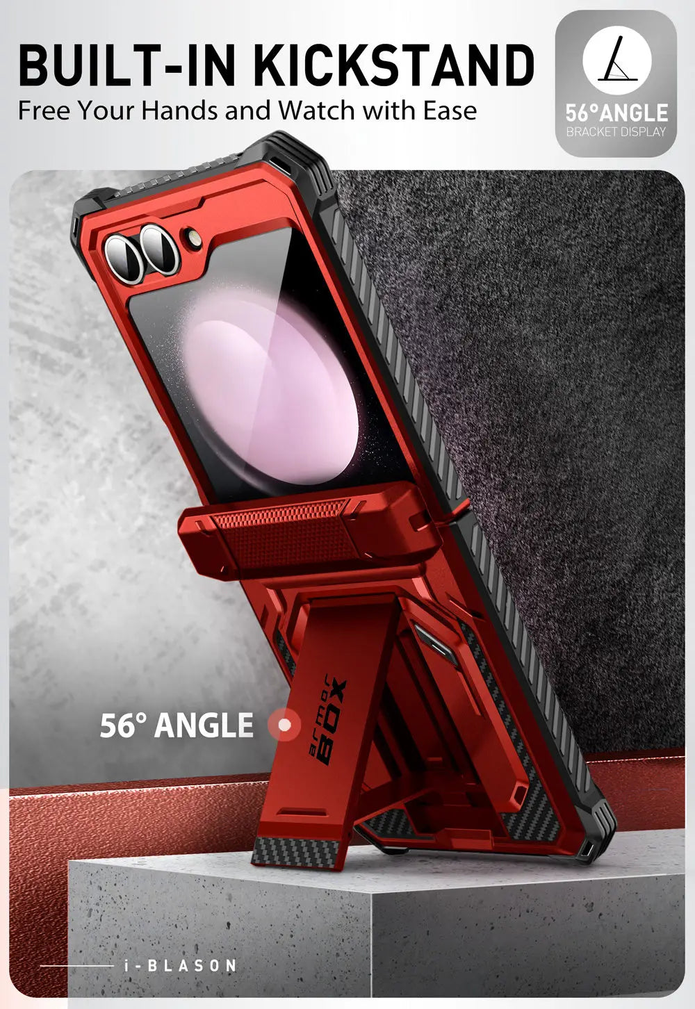 I-BLASON For Samsung Galaxy Z Flip 7 FE/6/5 Case Armorbox Full-Body Military Protection Phone Case with Screen Protector & Stand BLACKBEARD OUTDOOR INDUSTRIES