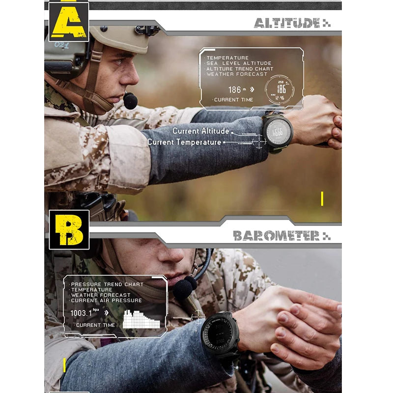 NORTH EDGE APACHE 3 Montre Digitale Sportive pour Homme - Altimètre, Baromètre, Boussole, Thermomètre, Résistante à l'Eau 50m BLACKBEARD OUTDOOR INDUSTRIES