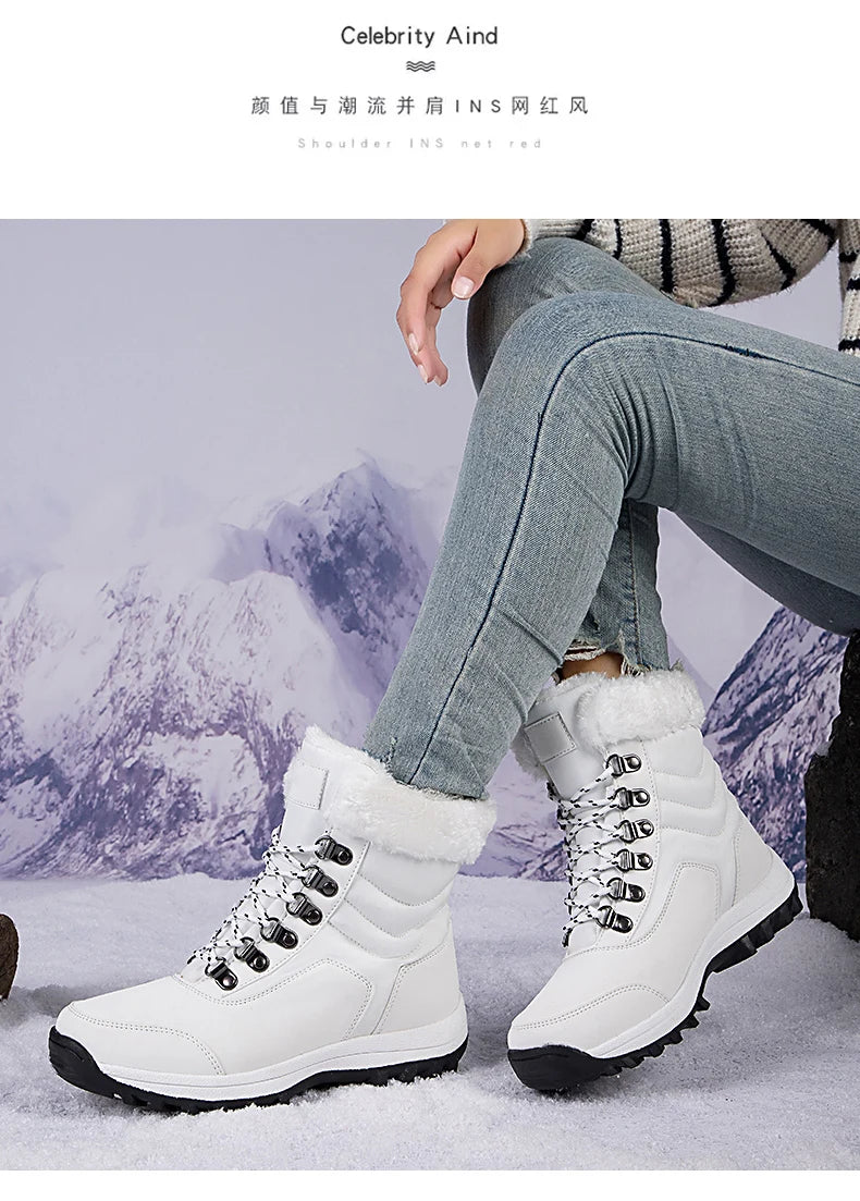 Bottes de Neige Femme Hiver 2024 – Sneakers Chaudes à Fourrure, Semelle Épaisse, Imperméables – Bottines Mi-mollet Outdoor - BLACKBEARD OUTDOOR INDUSTRIES