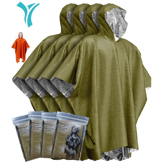 Kit de 4 Ponchos d'Urgence – Film Thermique Isolant et Imperméable – Couverture de Survie Réfléchissante - BLACKBEARD OUTDOOR INDUSTRIES