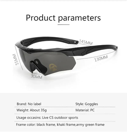 Lunettes Tactiques Militaires 3 Verres HD – Anti-UV, Anti-Choc, Airsoft, Moto, Randonnée - BLACKBEARD OUTDOOR INDUSTRIES