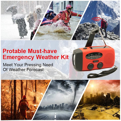 Radio Portable d'Urgence Rechargeable 2000mAh – Radio Solair, Manivelle et USB avec Flashlight, Radio AM/FM/SW, Radio Météo pour Survie, Batterie Rechargeable et Chargeur de Secours - BLACKBEARD OUTDOOR INDUSTRIES