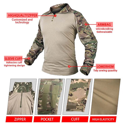 Ensemble Tactique Camouflage CP Gen3 – Uniforme de Combat Homme avec Protections (Coudes & Genoux) pour Chasse, Airsoft et Activités Extérieures - BLACKBEARD OUTDOOR INDUSTRIES