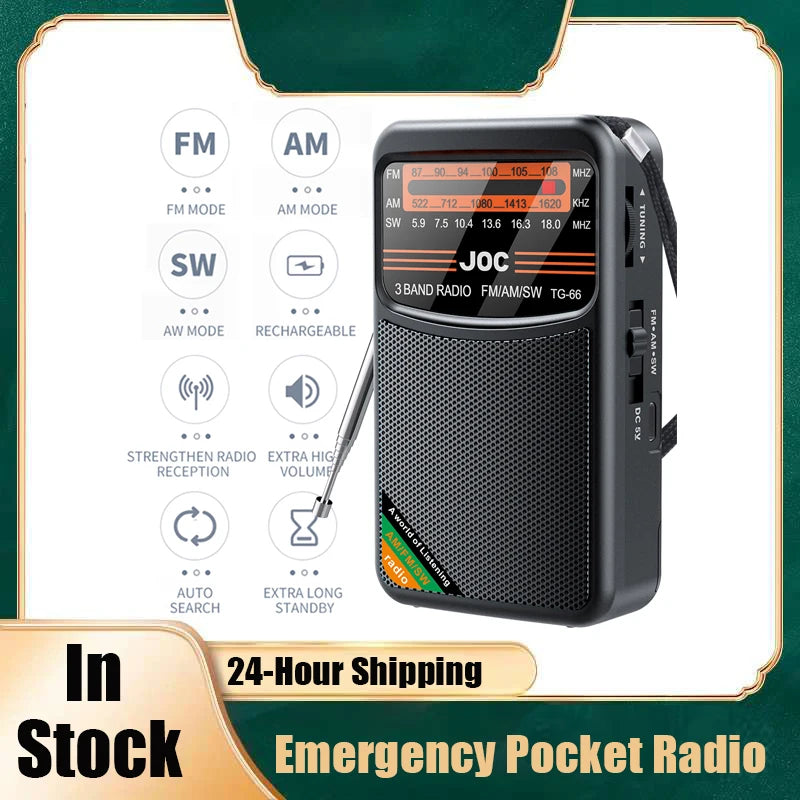 📻 Mini Radio Portable AM/FM/SW – Rechargeable avec Haut-Parleur Stéréo et Écran HD Ma boutique
