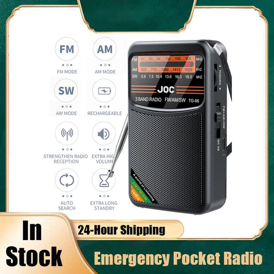 📻 Mini Radio Portable AM/FM/SW – Rechargeable avec Haut-Parleur Stéréo et Écran HD Ma boutique