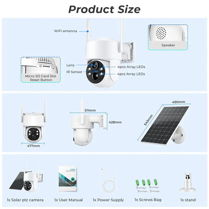 Caméra de Surveillance Solaire WiFi PTZ 4MP | Batterie 7800mAh | Vision Nocturne Couleur | Détection PIR | Étanche IP66 | iCSee App Ma boutique