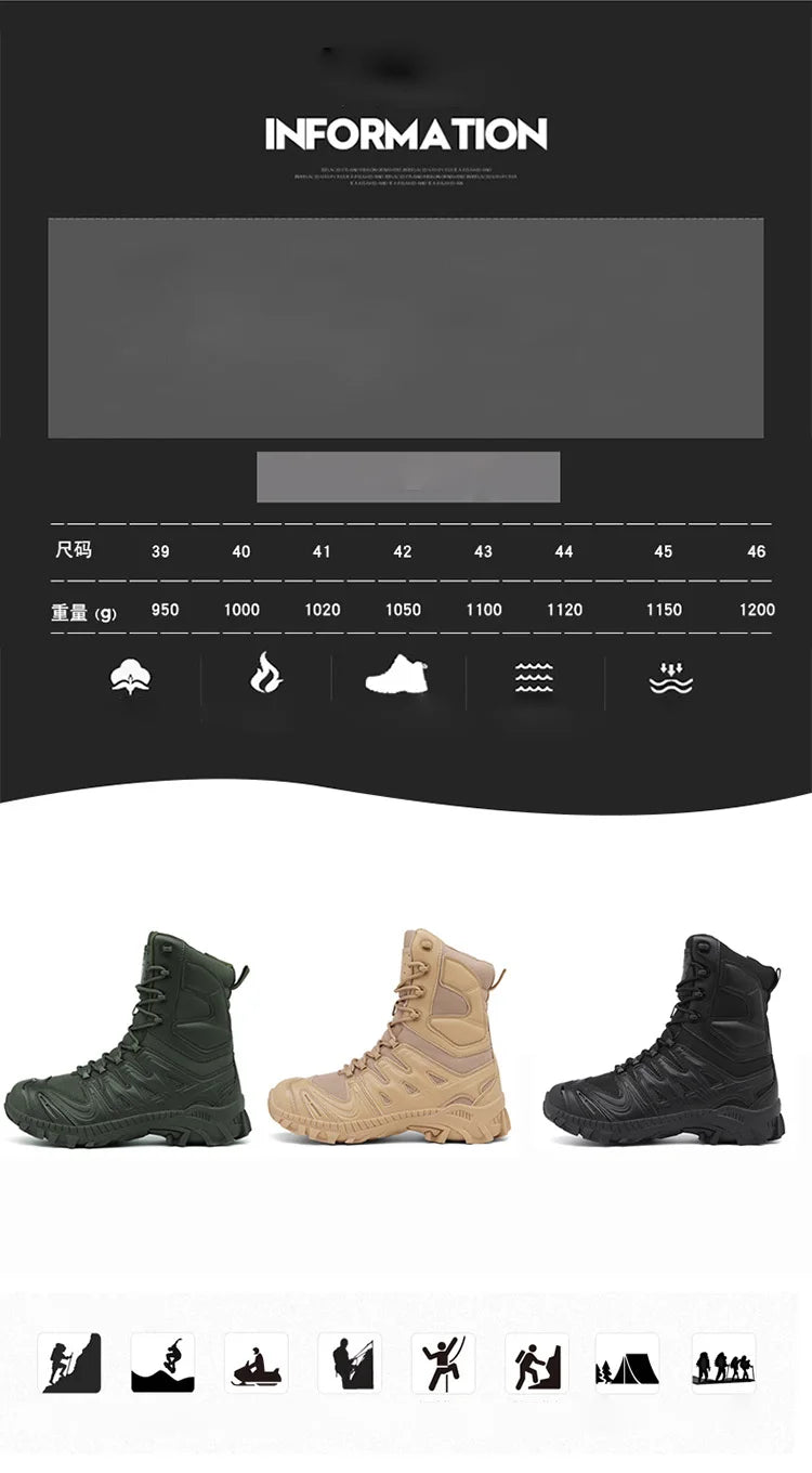 Bottes Tactiques Combat Désert pour Homme - Résistantes, Étanches et Confortables pour Randonnée et Sports Outdoor - BLACKBEARD OUTDOOR INDUSTRIES
