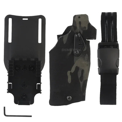 Holster Tactique de Cuisse pour Glock 17/19 avec Lampe X300/X300U – Droitier – Système à Déverrouillage Rapide Ma boutique