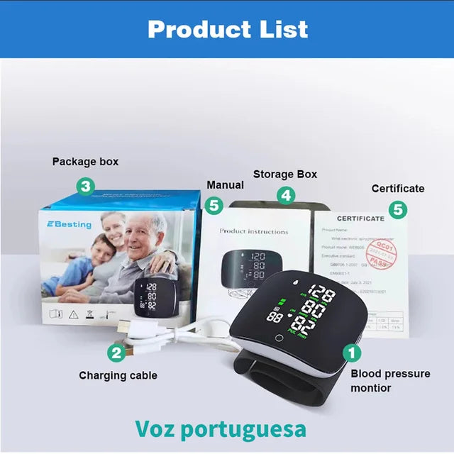 Smart Touch Écran LCD Tactile Rechargeable avec Voix – Moniteur de Tension Artérielle au Poignet Ma boutique