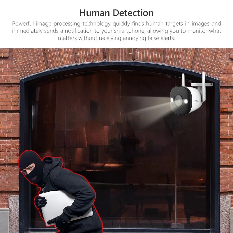IMOU Bullet 2E – Caméra Extérieure 4MP QHD | Projecteur Intégré | Vision Nocturne Couleur | Détection Humaine | IP67 Étanche | WiFi 5G Ma boutique
